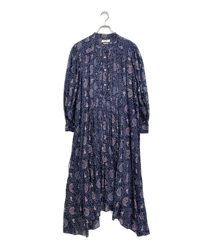 ISABEL MARANT ETOILE 長袖ワンピース ネイビー ペイズリー柄 78-06-13-06006 レディース SIZE 36 イザベルマランエトワール