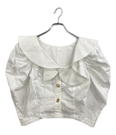 CYGNE シーニュ 七分袖ブラウス ビッグカラー ホワイト ショート丈 レディース SIZE -