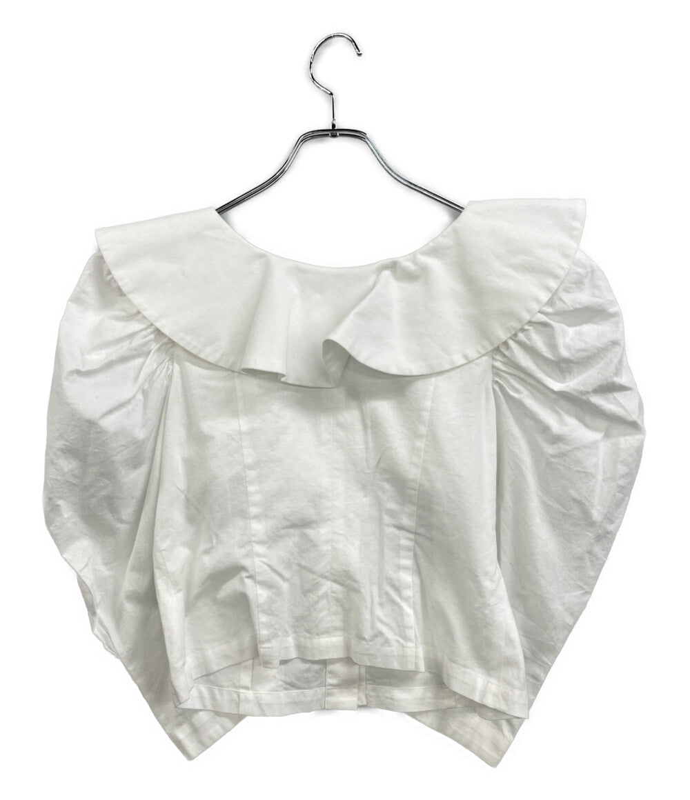 CYGNE シーニュ 七分袖ブラウス ビッグカラー ホワイト ショート丈 レディース SIZE -
