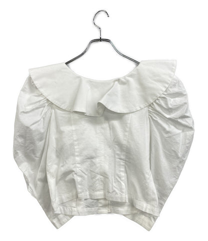 CYGNE シーニュ 七分袖ブラウス ビッグカラー ホワイト ショート丈 レディース SIZE -