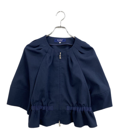 M'S GRACY 五分袖ブラウス ネイビー リボンファスナープル CR-414306 レディース SIZE 38 エムズグレイシー