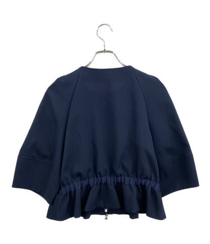 M'S GRACY 五分袖ブラウス ネイビー リボンファスナープル CR-414306 レディース SIZE 38 エムズグレイシー