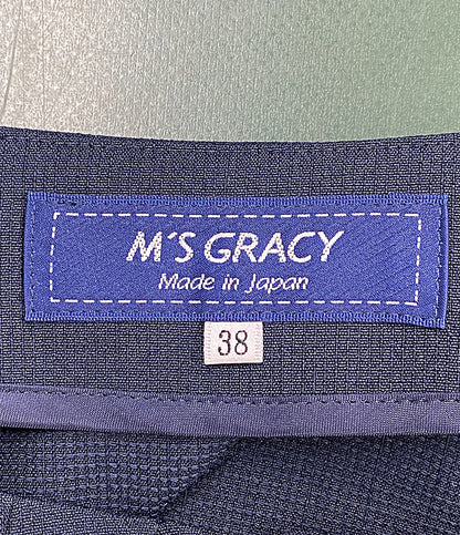 M'S GRACY 五分袖ブラウス ネイビー リボンファスナープル CR-414306 レディース SIZE 38 エムズグレイシー