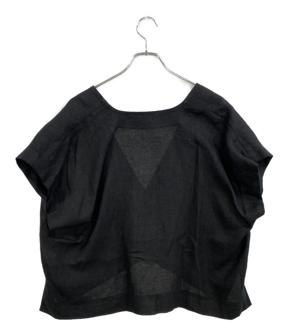 SACRA ブラウス RUSTIC LINEN TOP ブラック 123214071 レディース SIZE 38 サクラ