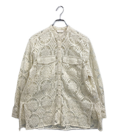 美品 BALLSEY(TOMORROWLAND) 長袖ブラウス サークルコードレーススタンダード 11-01-42-01233 レディース SIZE 36 ボールジー