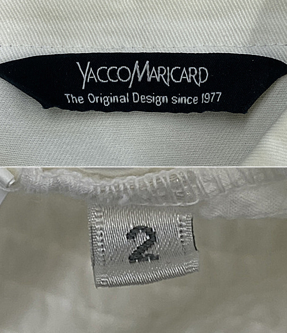YACCOMARICARD 長袖シャツ デニム風 ホワイト フロントプリーツ レディース SIZE 2 ヤッコマリカルド