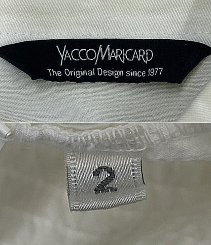 YACCOMARICARD 長袖シャツ デニム風 ホワイト フロントプリーツ レディース SIZE 2 ヤッコマリカルド