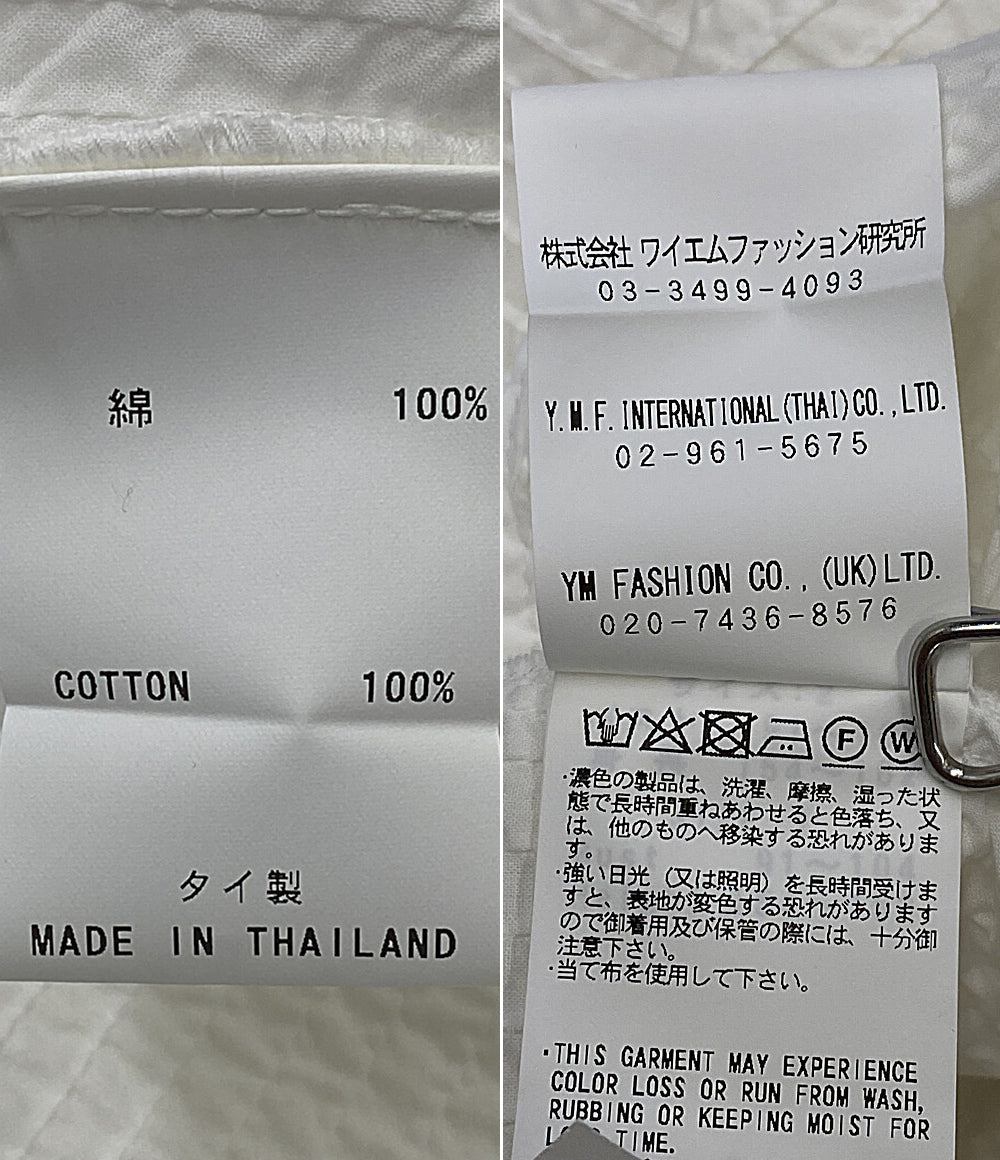 YACCOMARICARD 長袖シャツ デニム風 ホワイト フロントプリーツ レディース SIZE 2 ヤッコマリカルド