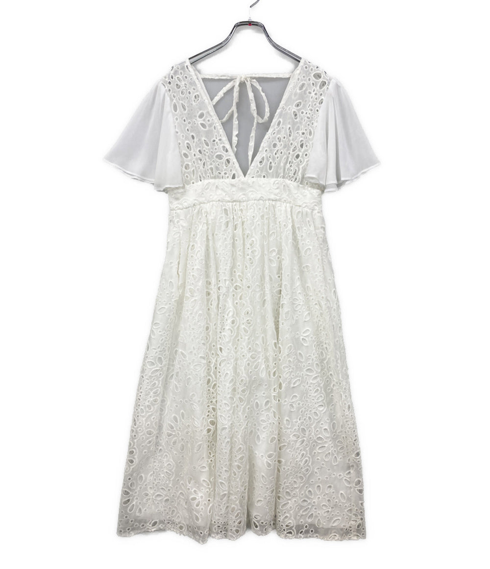 美品 OBLI オブリ 半袖ワンピース シフォンコットンサマードレス 23SSND49 レディース SIZE -