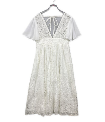 美品 OBLI オブリ 半袖ワンピース シフォンコットンサマードレス 23SSND49 レディース SIZE -
