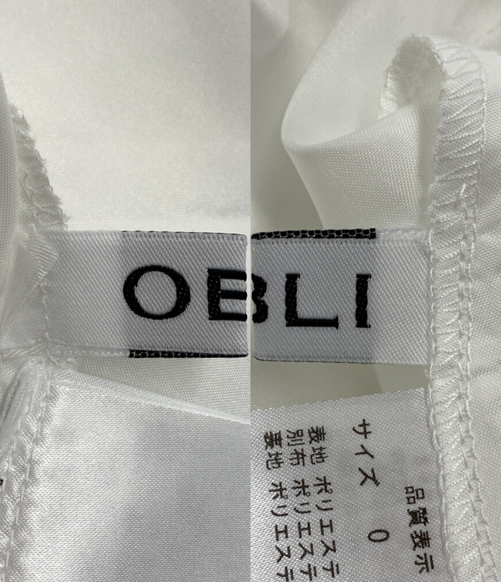 美品 OBLI オブリ 半袖ワンピース シフォンコットンサマードレス 23SSND49 レディース SIZE -