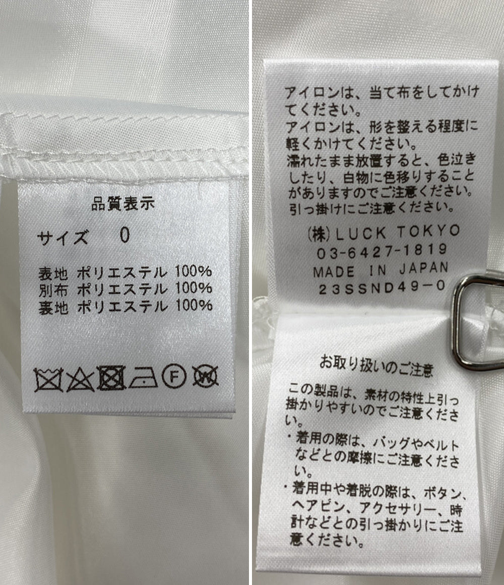 美品 OBLI オブリ 半袖ワンピース シフォンコットンサマードレス 23SSND49 レディース SIZE -