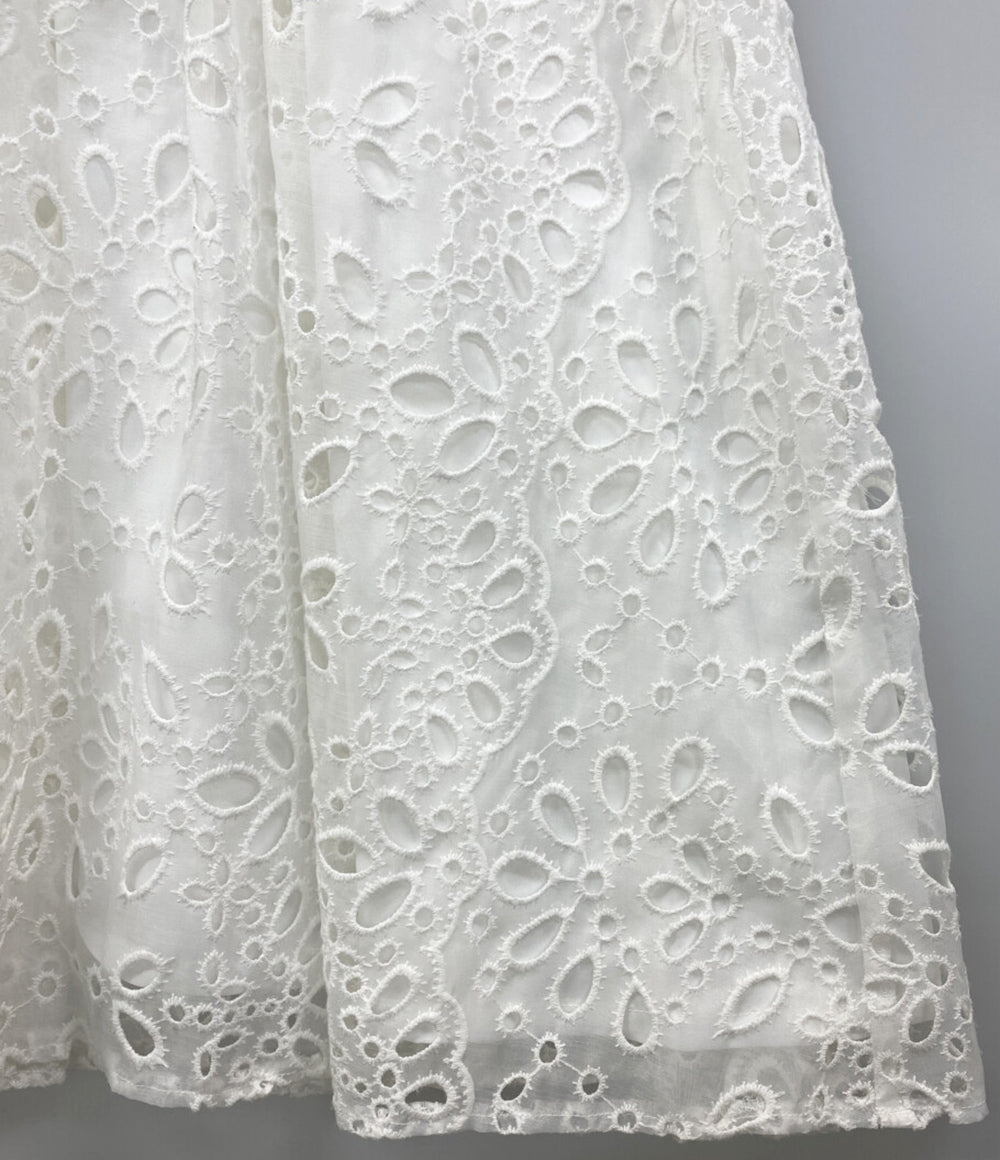 美品 OBLI オブリ 半袖ワンピース シフォンコットンサマードレス 23SSND49 レディース SIZE -