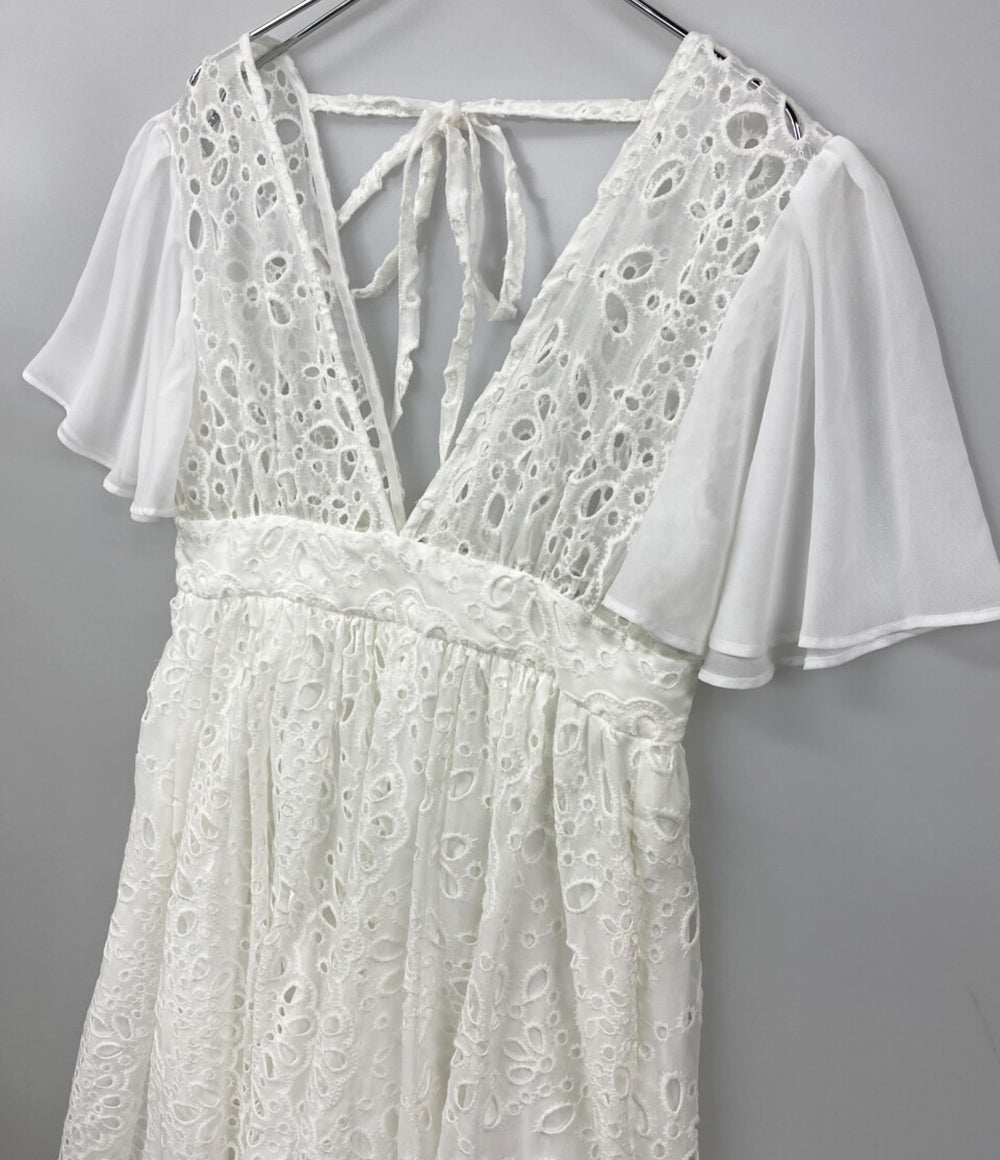 美品 OBLI オブリ 半袖ワンピース シフォンコットンサマードレス 23SSND49 レディース SIZE -