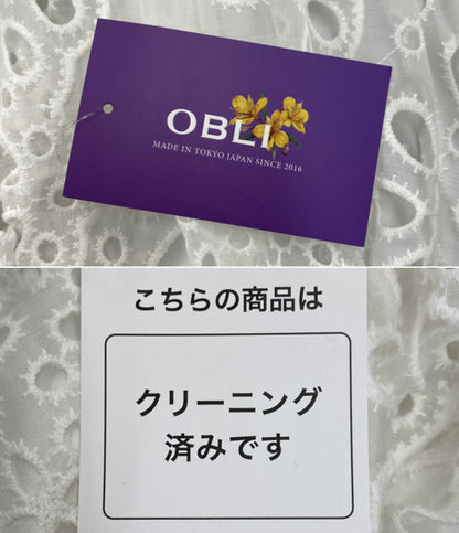 美品 OBLI オブリ 半袖ワンピース シフォンコットンサマードレス 23SSND49 レディース SIZE -