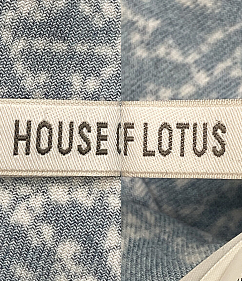 美品 HOUSE OF LOTUS 半袖ワンピース ボタニカル柄 ネイビー 302310-14-380-65-020 レディース SIZE M ハウス オブ ロータス