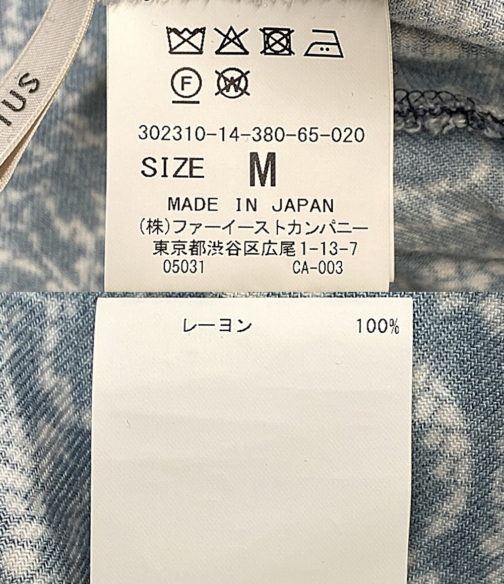 美品 HOUSE OF LOTUS 半袖ワンピース ボタニカル柄 ネイビー 302310-14-380-65-020 レディース SIZE M ハウス オブ ロータス