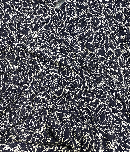 美品 HOUSE OF LOTUS 半袖ワンピース ボタニカル柄 ネイビー 302310-14-380-65-020 レディース SIZE M ハウス オブ ロータス