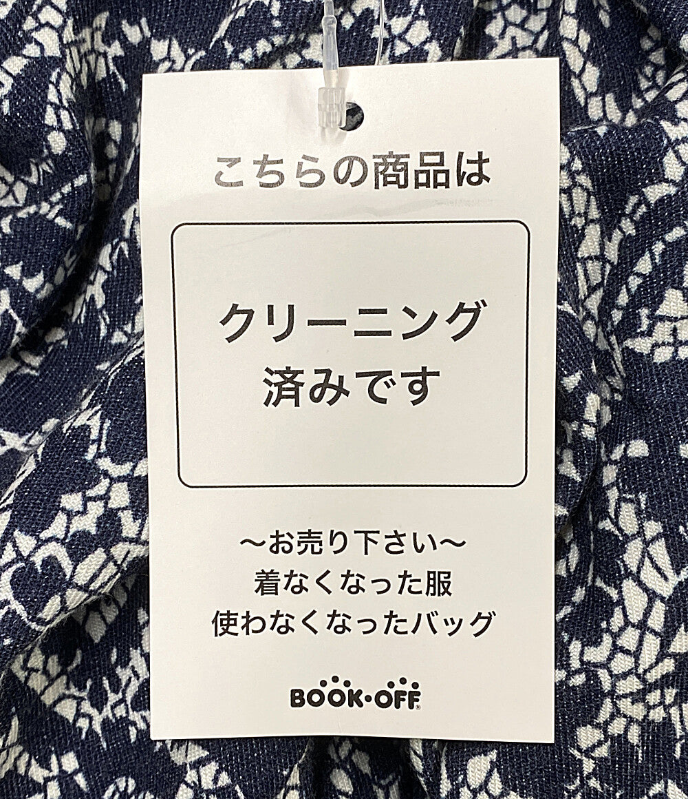 美品 HOUSE OF LOTUS 半袖ワンピース ボタニカル柄 ネイビー 302310-14-380-65-020 レディース SIZE M ハウス オブ ロータス