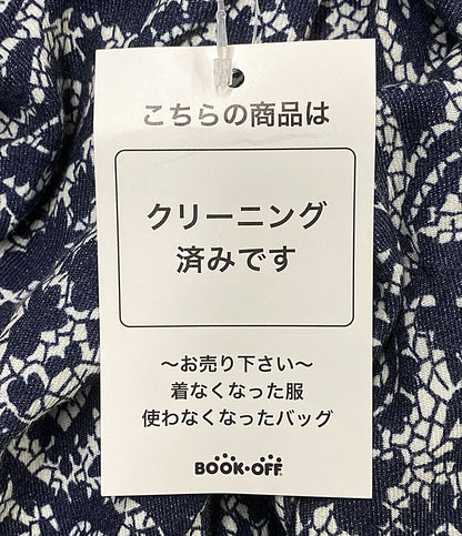 美品 HOUSE OF LOTUS 半袖ワンピース ボタニカル柄 ネイビー 302310-14-380-65-020 レディース SIZE M ハウス オブ ロータス