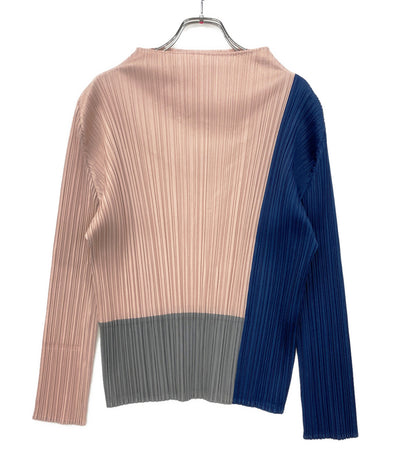 PLEATS PLEASE 長袖Ｔシャツ ピンク×ネイビー×グレー PP23JK531 22AW レディース SIZE 3 プリーツプリーズ