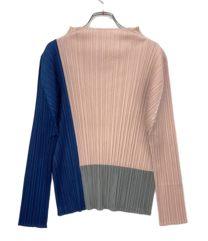 PLEATS PLEASE 長袖Ｔシャツ ピンク×ネイビー×グレー PP23JK531 22AW レディース SIZE 3 プリーツプリーズ