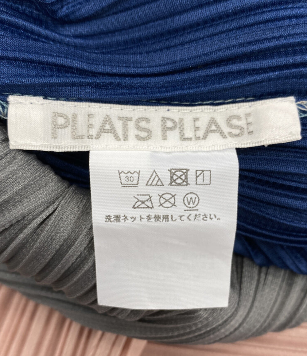 PLEATS PLEASE 長袖Ｔシャツ ピンク×ネイビー×グレー PP23JK531 22AW レディース SIZE 3 プリーツプリーズ