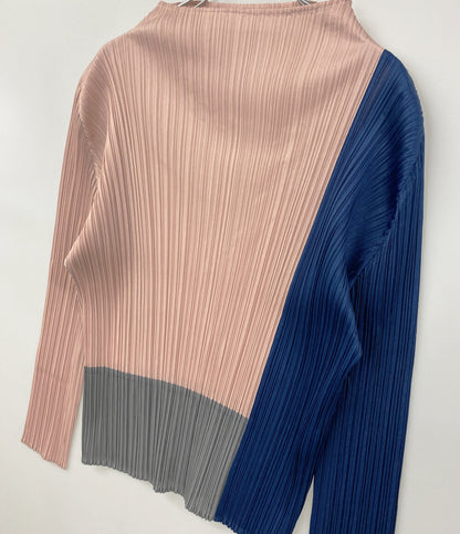 PLEATS PLEASE 長袖Ｔシャツ ピンク×ネイビー×グレー PP23JK531 22AW レディース SIZE 3 プリーツプリーズ
