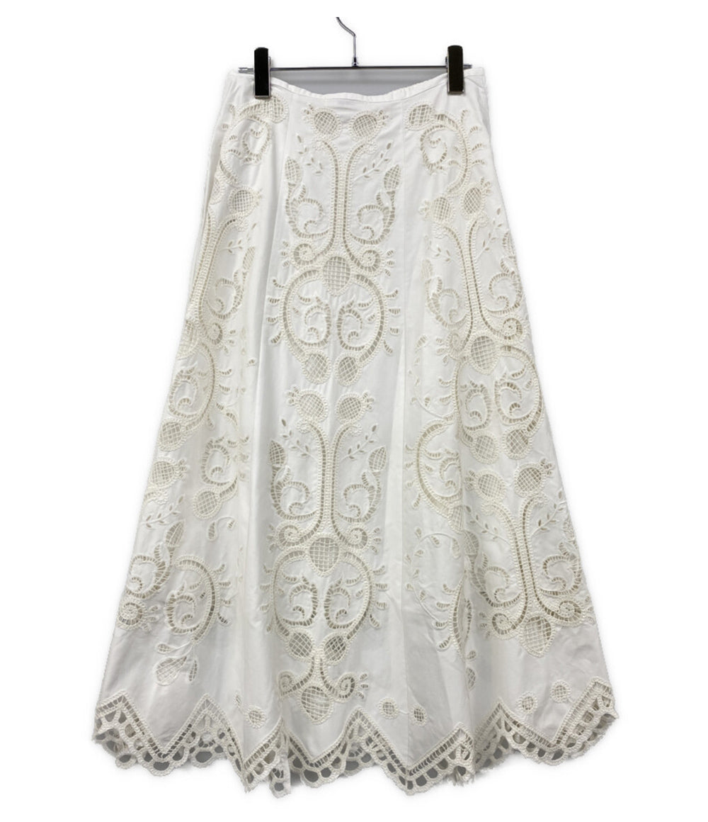 美品 Shinzone エンブロイダリーレーススカート ホワイト 25ss 25SMSSK02 レディース SIZE 36 シンゾーン