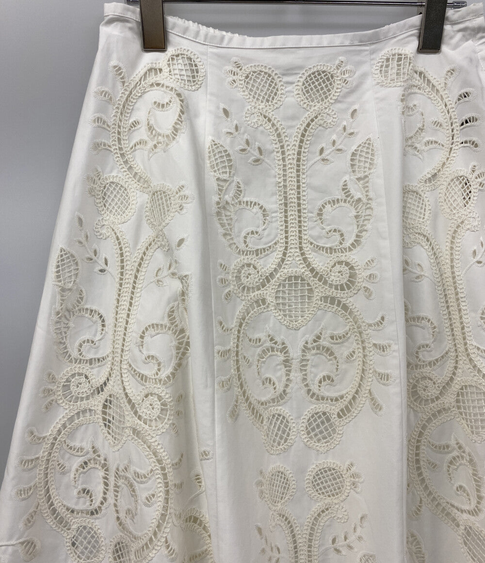 美品 Shinzone エンブロイダリーレーススカート ホワイト 25ss 25SMSSK02 レディース SIZE 36 シンゾーン