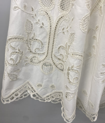 美品 Shinzone エンブロイダリーレーススカート ホワイト 25ss 25SMSSK02 レディース SIZE 36 シンゾーン