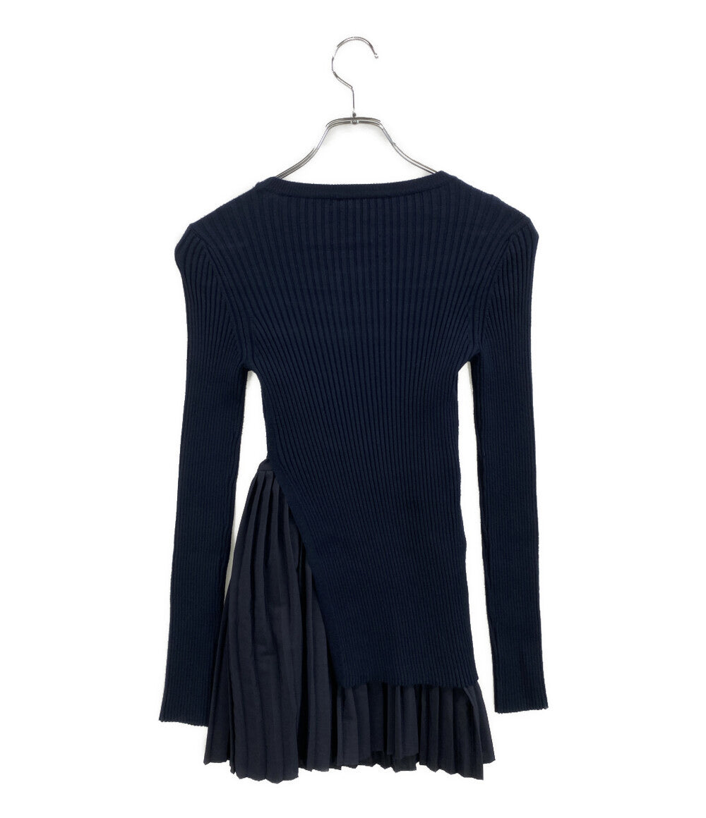 MAX MARA リブニット プリーツインナー付き ネイビー レディース SIZE L マックスマーラ