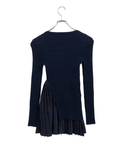 MAX MARA リブニット プリーツインナー付き ネイビー レディース SIZE L マックスマーラ