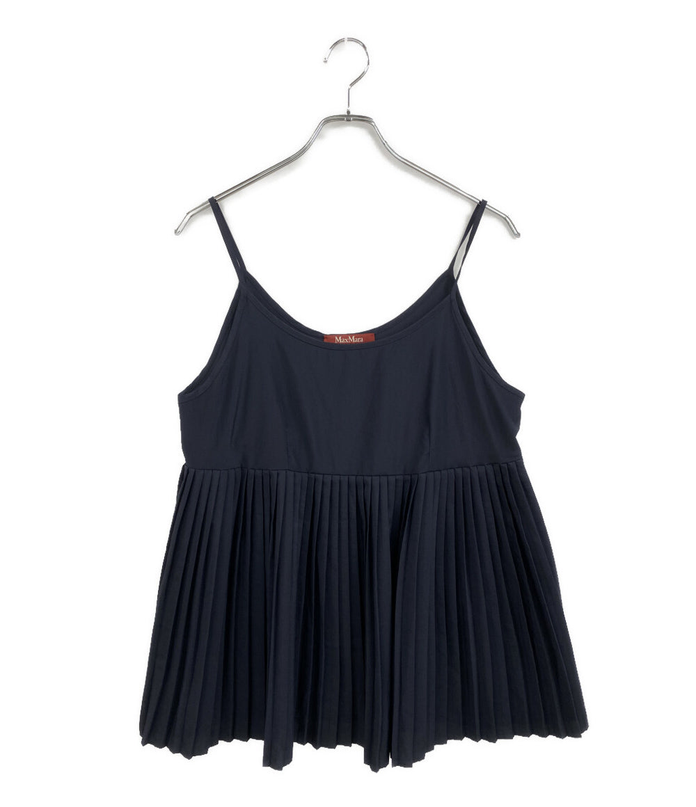 MAX MARA リブニット プリーツインナー付き ネイビー レディース SIZE L マックスマーラ