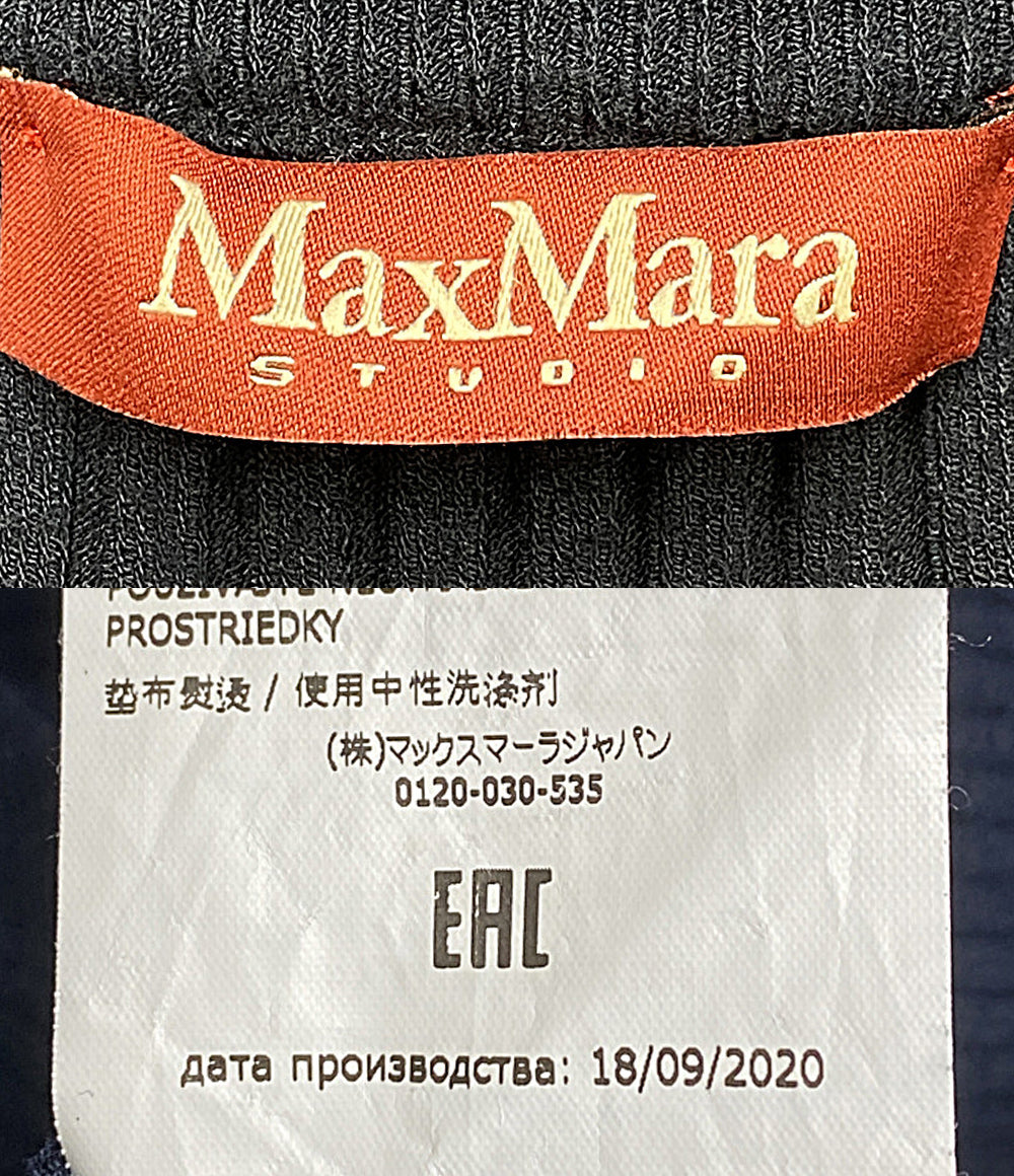 MAX MARA リブニット プリーツインナー付き ネイビー レディース SIZE L マックスマーラ