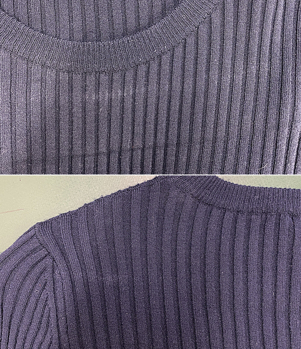 MAX MARA リブニット プリーツインナー付き ネイビー レディース SIZE L マックスマーラ