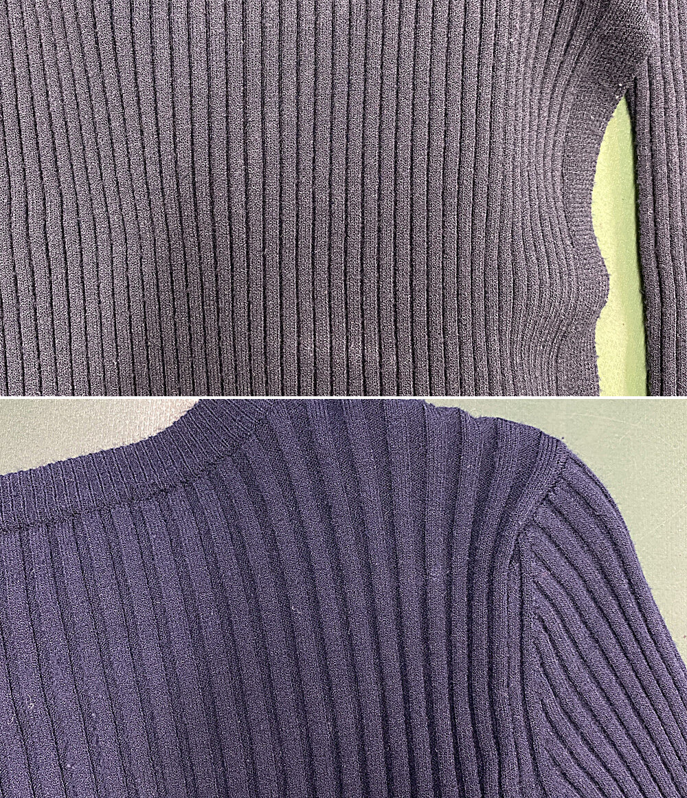 MAX MARA リブニット プリーツインナー付き ネイビー レディース SIZE L マックスマーラ