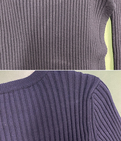MAX MARA リブニット プリーツインナー付き ネイビー レディース SIZE L マックスマーラ