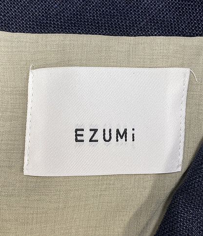 美品 EZUMi エズミ リネンテーラードジャケット ベージュ ベルト付 ネイビー YESSI9 JK04 レディース SIZE S