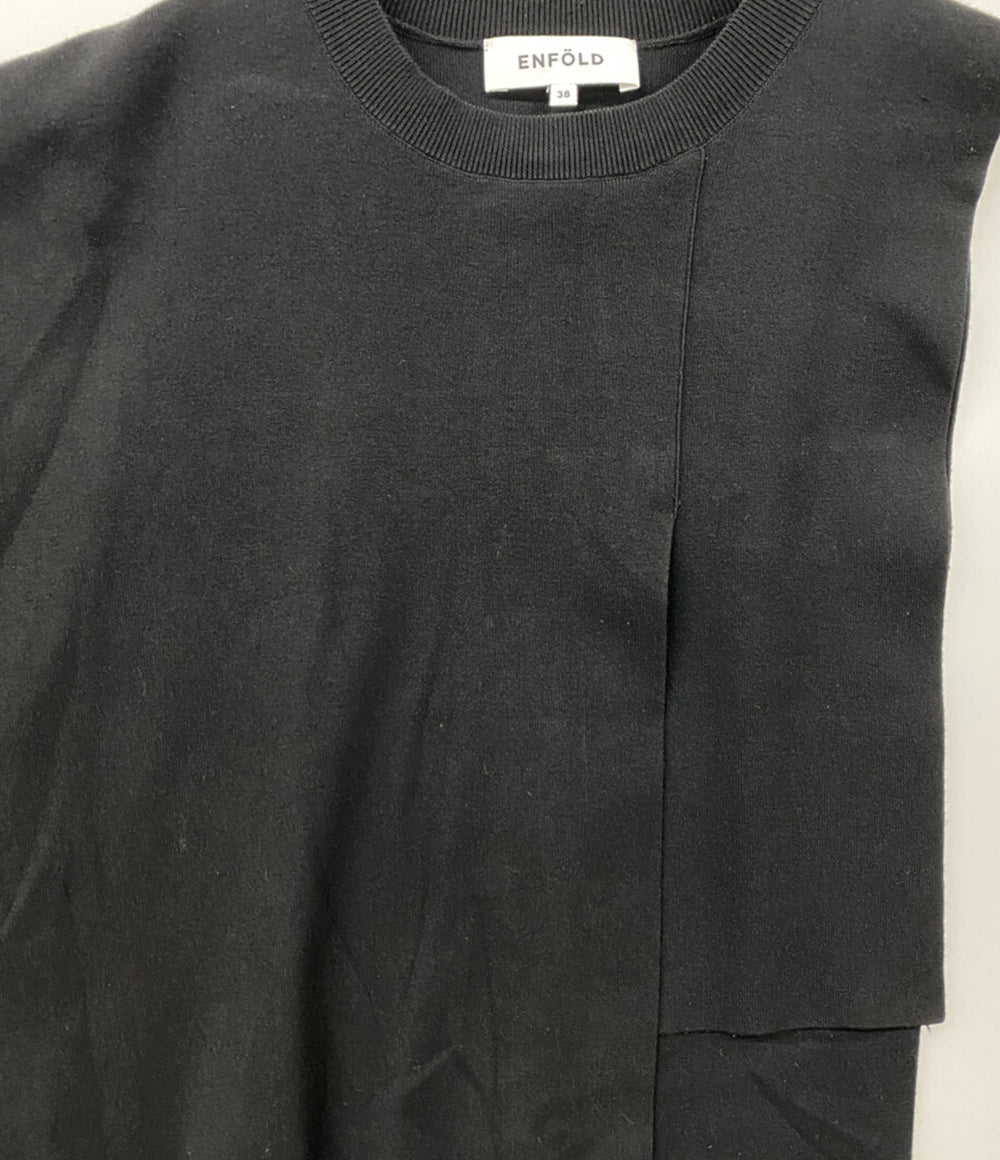 ENFOLD ニット 300IS270-0861 CAPE VEST BLK レディース SIZE 38 エンフォルド