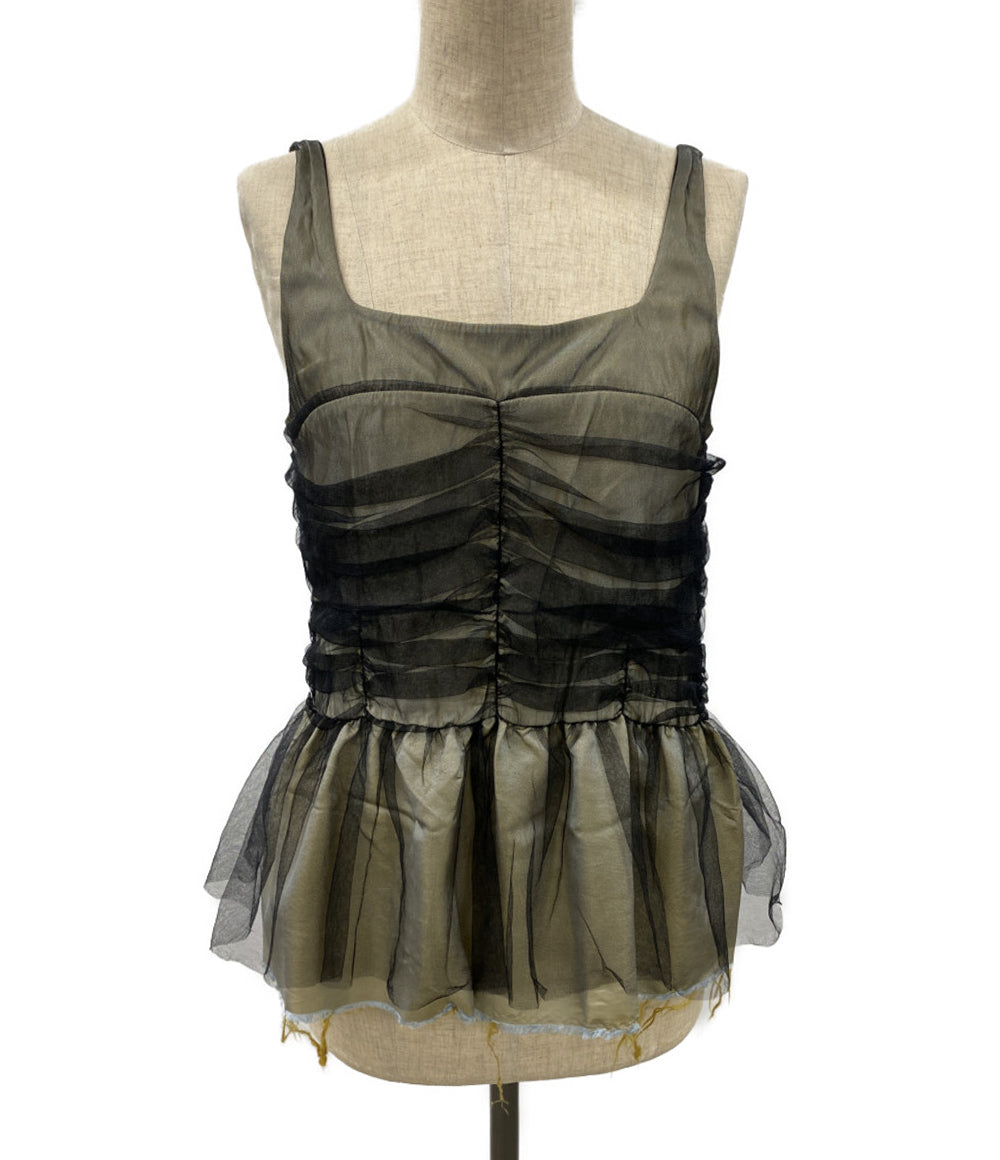 MAISON SPECIAL キャミソール グレイッシュイエロー ブラックシフォン 21231315206 レディース SIZE M メゾンスペシャル