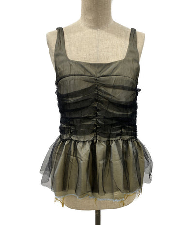 MAISON SPECIAL キャミソール グレイッシュイエロー ブラックシフォン 21231315206 レディース SIZE M メゾンスペシャル