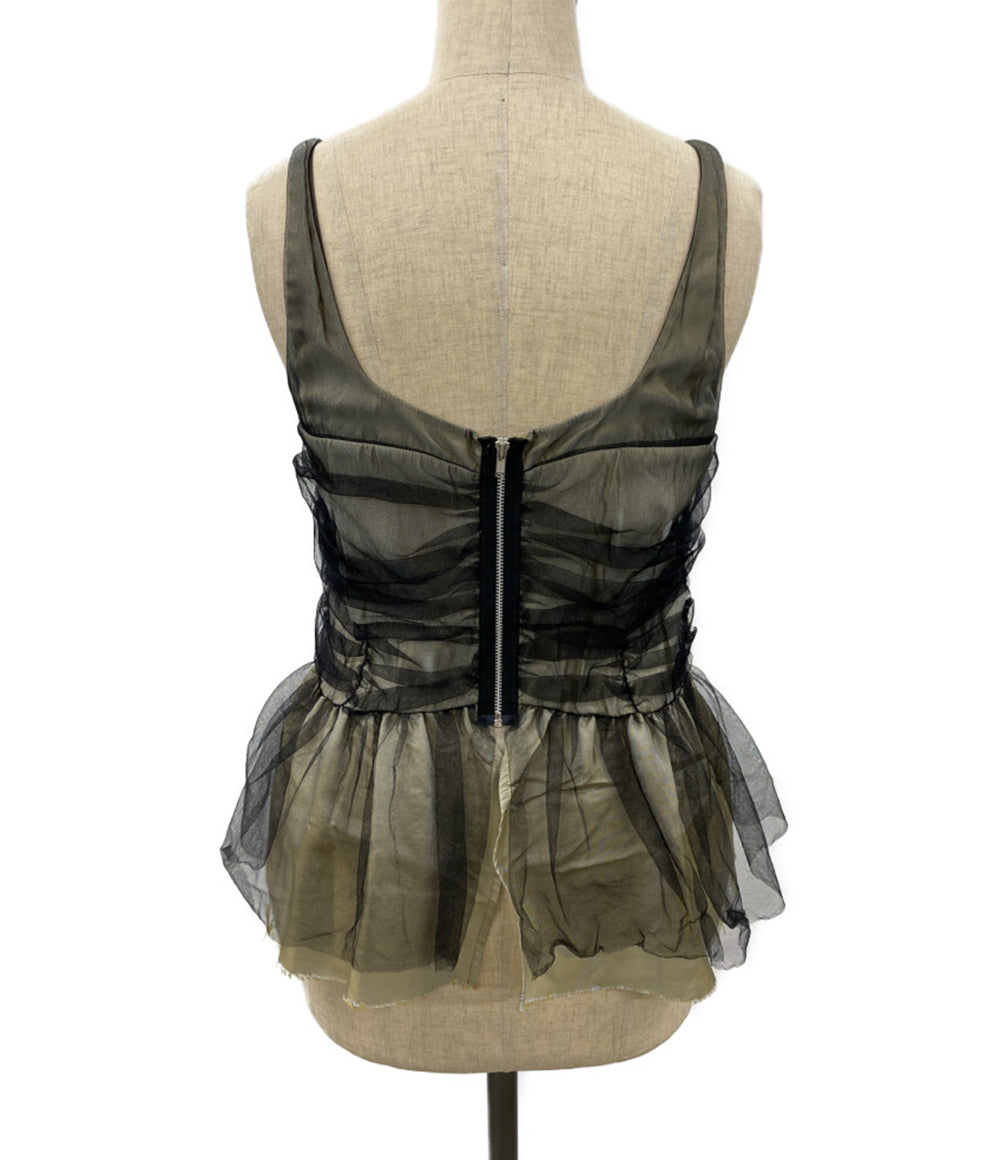 MAISON SPECIAL キャミソール グレイッシュイエロー ブラックシフォン 21231315206 レディース SIZE M メゾンスペシャル
