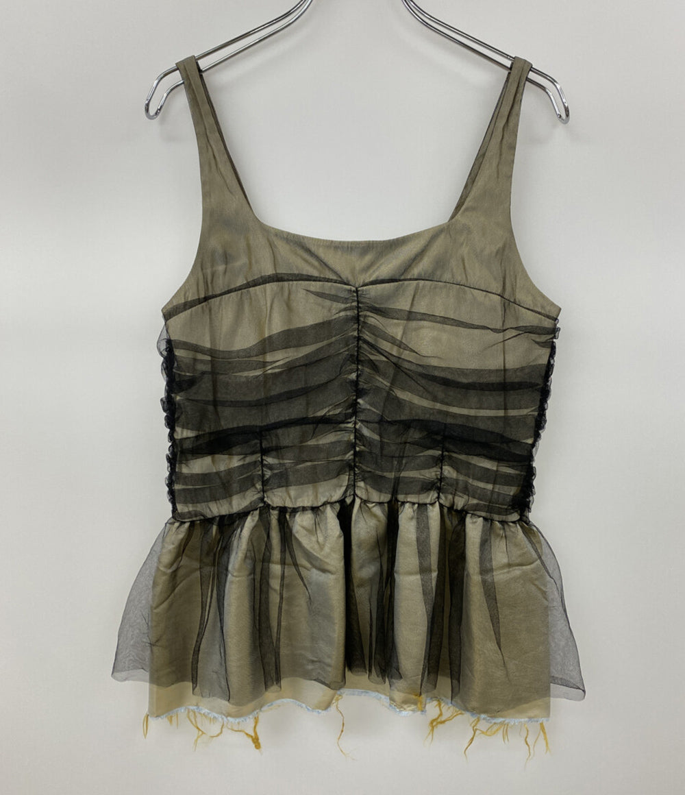 MAISON SPECIAL キャミソール グレイッシュイエロー ブラックシフォン 21231315206 レディース SIZE M メゾンスペシャル