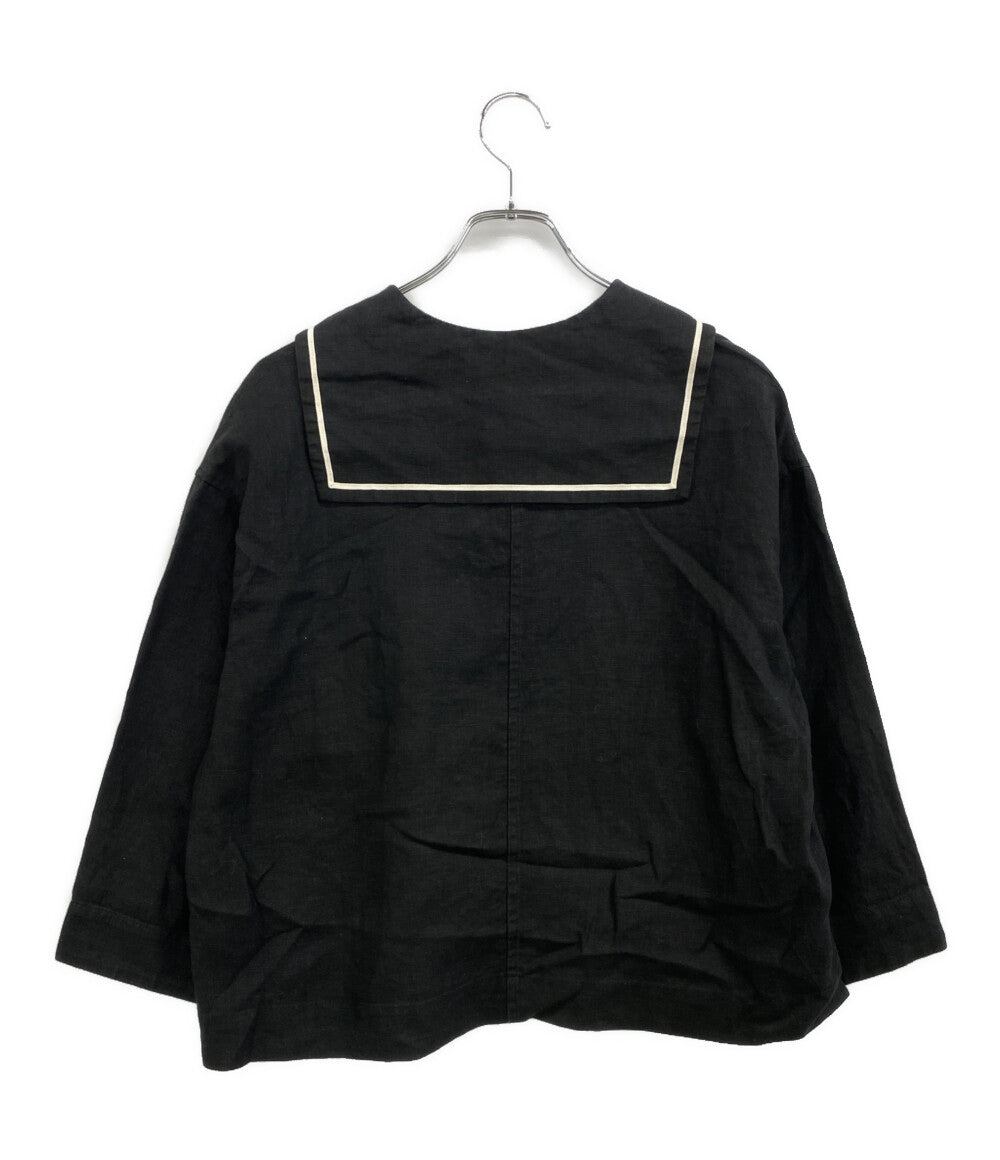 MAGALI マガリ 半袖シャツ キャンバスリネンセーラカラーブラウス BL261BK レディース SIZE -