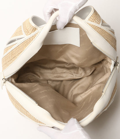 PERRIN ペラン ハンドバッグ Le Panier Raffia Basket Handbag ホワイト レディース