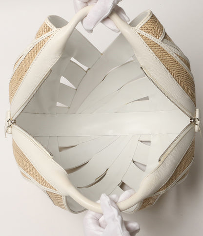 PERRIN ペラン ハンドバッグ Le Panier Raffia Basket Handbag ホワイト レディース