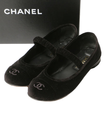 CHANEL パンプス ベロア メリージェーン フラットシューズ BLK 2025AW レディース SIZE 38.5 シャネル