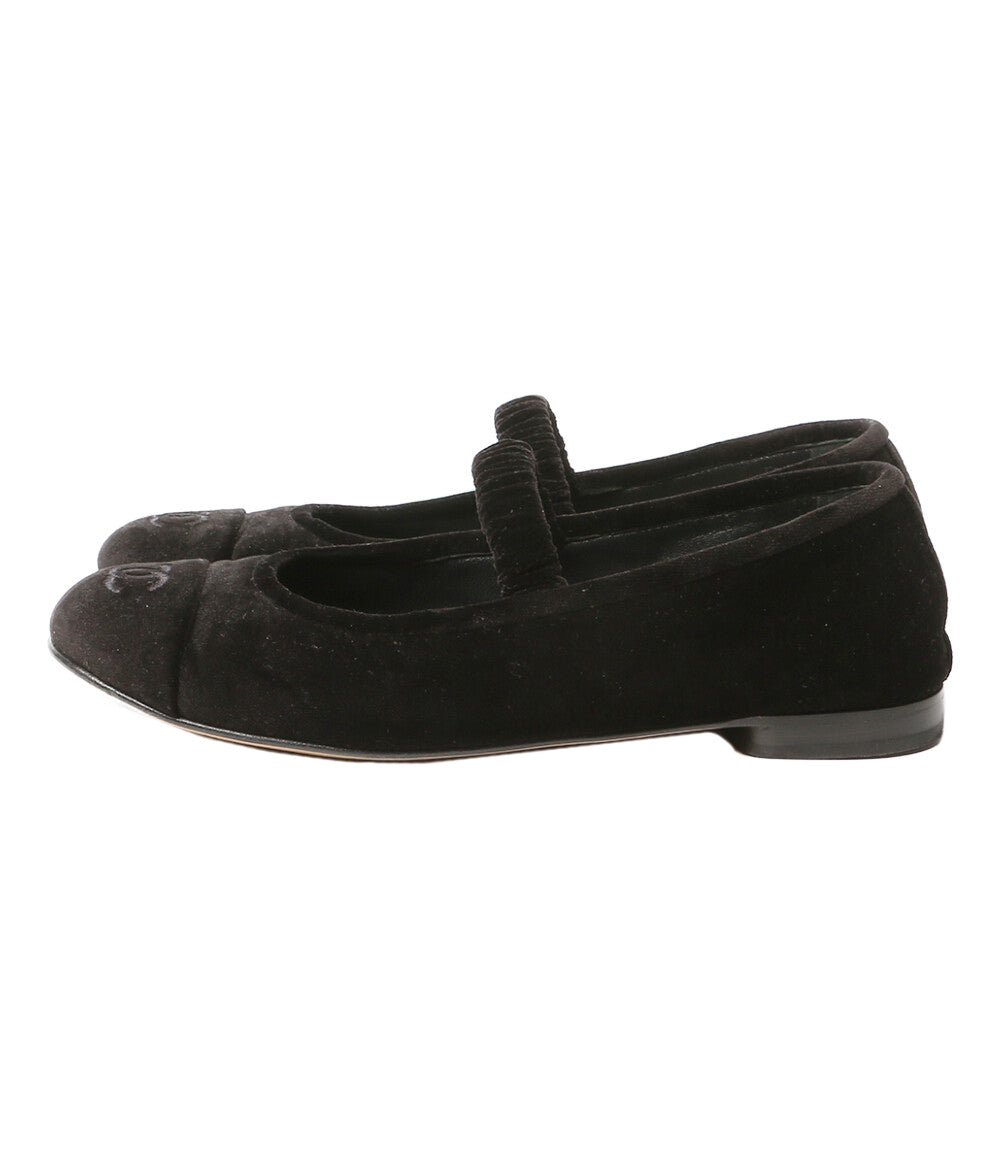 CHANEL パンプス ベロア メリージェーン フラットシューズ BLK 2025AW レディース SIZE 38.5 シャネル