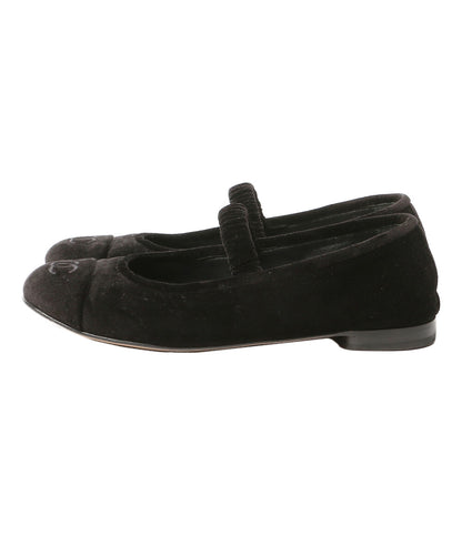 CHANEL パンプス ベロア メリージェーン フラットシューズ BLK 2025AW レディース SIZE 38.5 シャネル